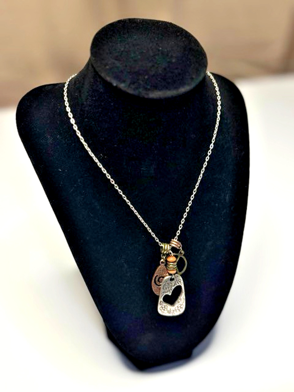 Lia Sophia Day Dreamer Peace Heart Necklace Mixed Metal Signed - New with tag